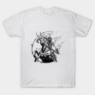 Death Warrior Riding a Mythical Beast while Disintegrating T-Shirt